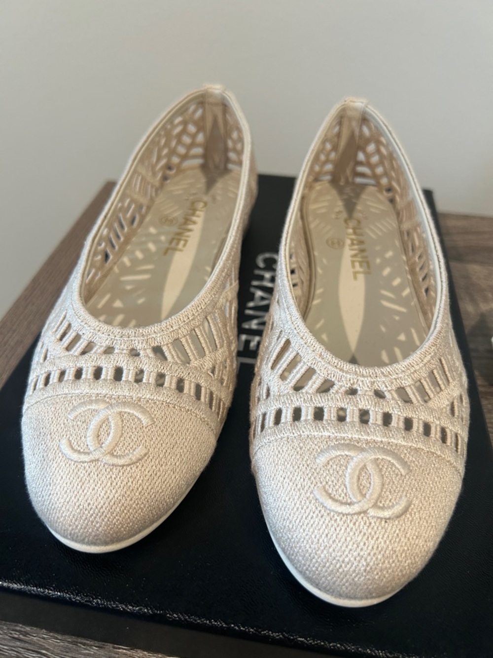 BNIB Chanel Embroidered Flats